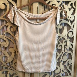 S Banana Republic jersey cowl neck tie striped top